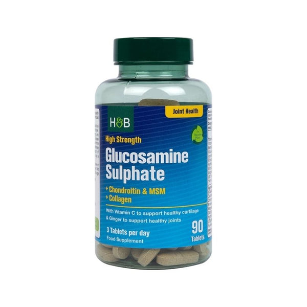 High Strength Glucosamine + Chondroitin & MSM + Collagen  (90 таблеток)